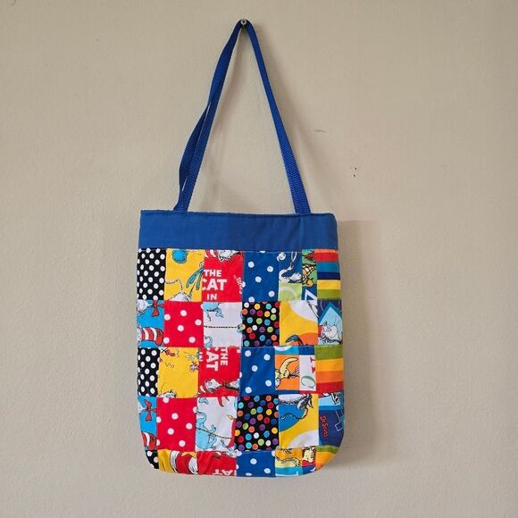 Dr Seus Colorful Patchwork Tote Bag Hand Made - Picture 2 of 8